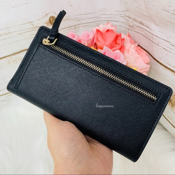 Large slim bifold wallet Cameron black NWT leather - Picture 4 of 6